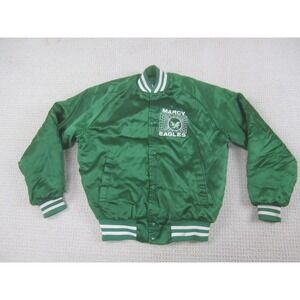 VTG Varsity Letterman Jacket Boys Teens 14-16 Green White Marcy Eagles Retro USA